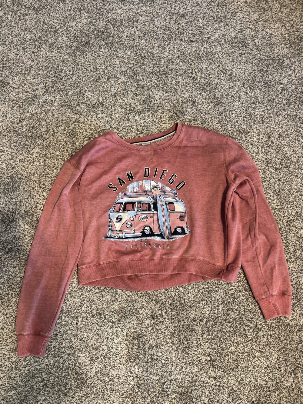 San Diego Graphic Cropped Sweatshirt - Dusty Rose, NWOT, Size M